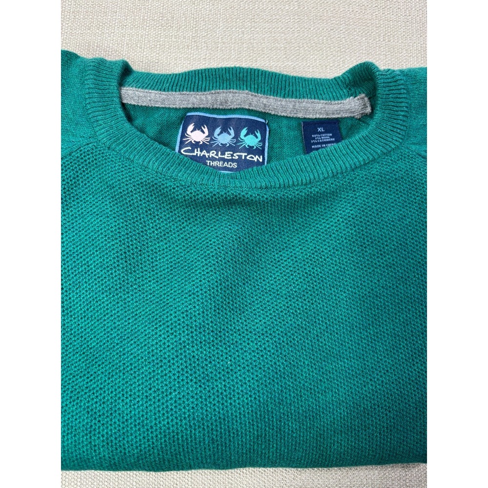 Charleston Threads Men's Cotton and Merino Cashmere Sweater Green Size XL